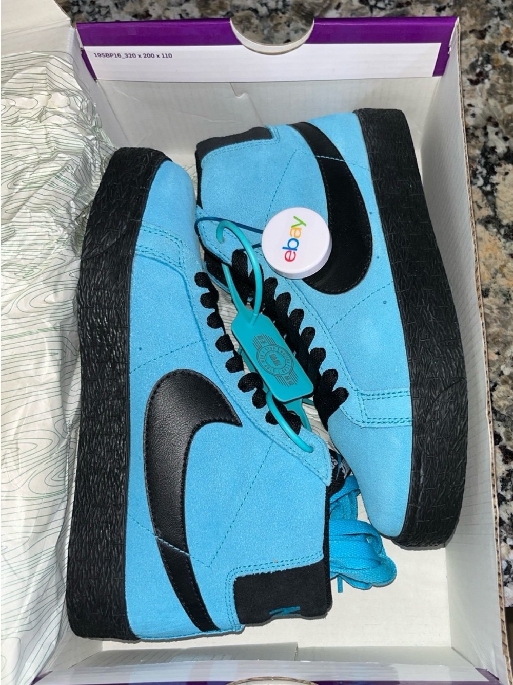 Nike Blazer Mid Baltic Blue Turquoise Suede High-Top Sneakers with Black Swoosh